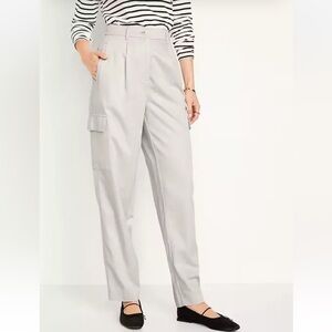 Old Navy Extra High-Waisted Taylor Cargo Pants Light Gray Tan Staight 3X NWT